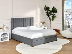Vente-unique Lit avec 3 tiroirs 180 x 200 cm - Tissu - Gris + Matelas - LIAKO Best