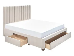 Vente-unique Lit avec 3 tiroirs 180 x 200 cm - Tissu - Beige - LIAKO