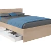Vente-unique Lit avec 2 tiroirs 160 x 200 cm - Coloris : Naturel et blanc brillant - VELONA Sale