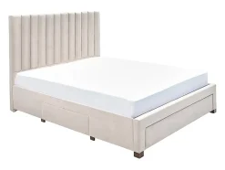 Vente-unique Lit avec 3 tiroirs 140 x 200 cm - Tissu - Beige + Matelas - LIAKO Clearance