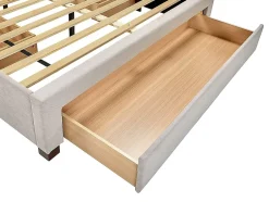 Vente-unique Lit avec 3 tiroirs 140 x 200 cm - Tissu - Beige + Matelas - LIAKO Clearance