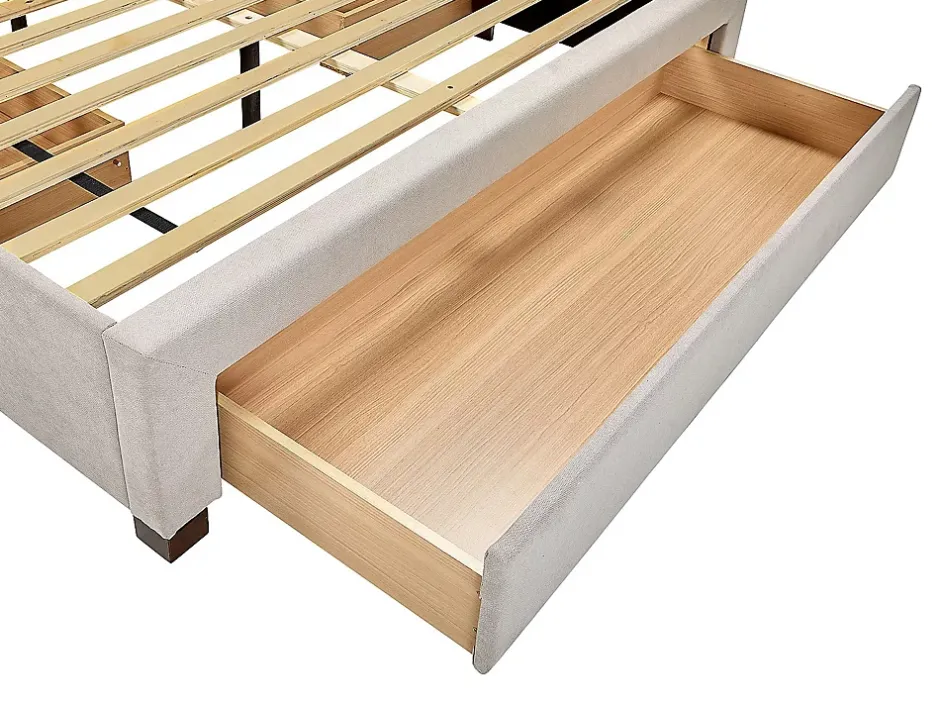 Vente-unique Lit avec 3 tiroirs 140 x 200 cm - Tissu - Beige + Matelas - LIAKO Clearance