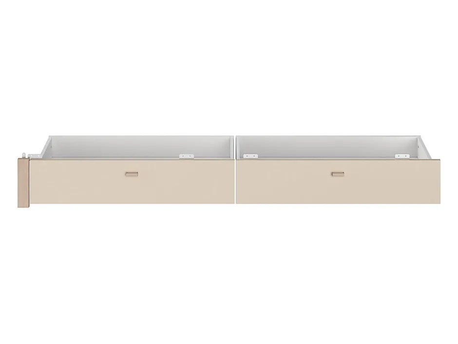 Vente-unique Lit avec 4 tiroirs 140 x 190 cm - coloris : Naturel et beige + Sommier - VELONA