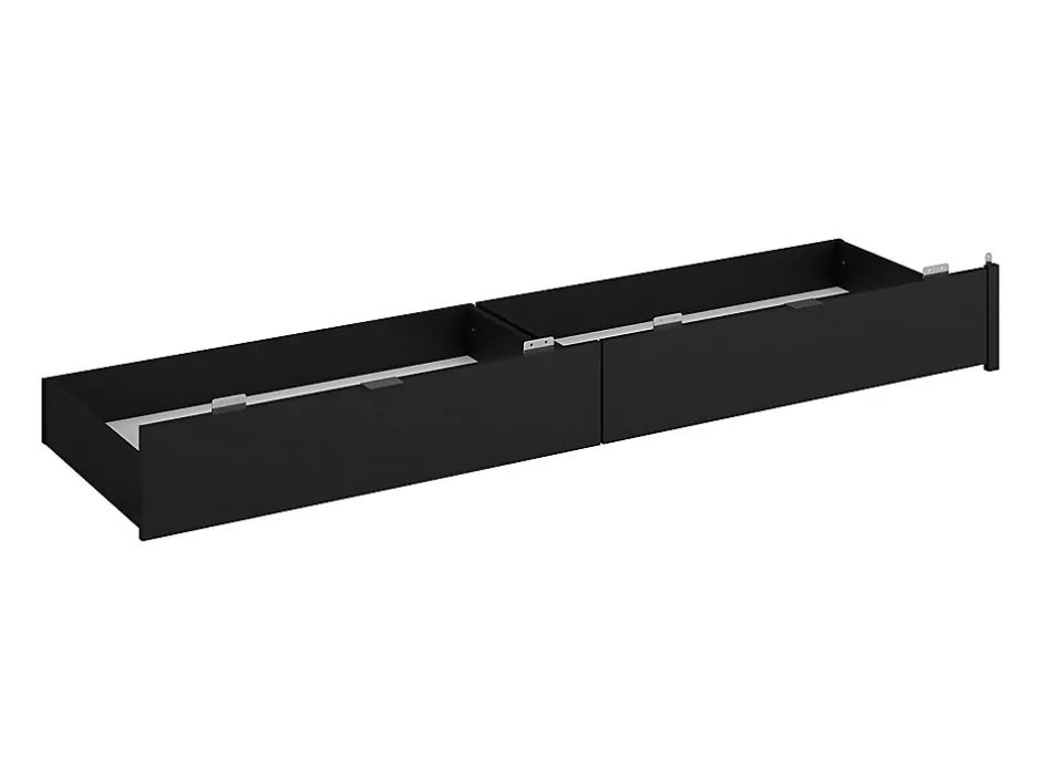 Vente-unique Lit avec 4 tiroirs 140 x 190 cm - Coloris : Naturel et noir + Sommier - VELONA