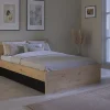 Vente-unique Lit avec 2 tiroirs 160 x 200 cm - Coloris : Naturel et noir - VARLY Hot