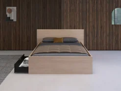 Vente-unique Lit avec 2 tiroirs 140 x 190 cm - Coloris : Naturel et noir + sommier - VELONA Hot