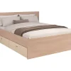 Vente-unique Lit avec 2 tiroirs 160 x 200 cm - coloris : Naturel et beige - VELONA