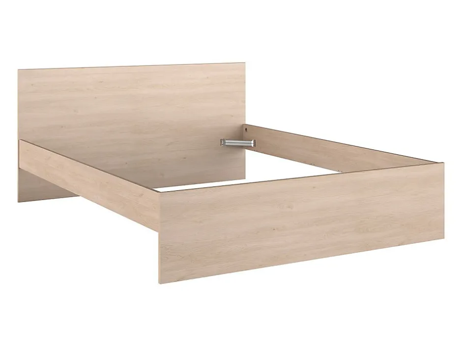 Vente-unique Lit avec 2 tiroirs 160 x 200 cm - coloris : Naturel et beige - VELONA