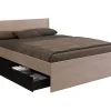 Vente-unique Lit avec 4 tiroirs 160 x 200 cm - Coloris : Naturel et noir - VELONA