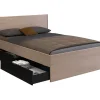 Vente-unique Lit avec 2 tiroirs 140 x 190 cm - Coloris : Naturel et noir - VELONA