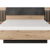 Vente-unique Lit avec chevets 160 x 200 cm - Avec LEDs - Coloris : Naturel et noir + Sommier + Matelas - ARIADA Sale