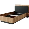 Vente-unique Lit avec chevets 120 x 200 cm - 2 tiroirs - Avec LEDs - Coloris : Naturel et anthracite + Sommier - FRANCOLI Clearance