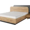 Vente-unique Lit avec chevets 160 x 200 cm - Avec LEDs - Coloris : Naturel et anthracite - DESADO