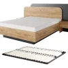 Vente-unique Lit avec chevets 160 x 200 cm - Avec LEDs - Coloris : Naturel et anthracite + Sommier - DESADO Discount