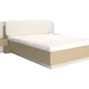 Vente-unique Lit avec chevets 160 x 200 cm - Avec LEDs - Coloris : Beige et naturel - LYORIMA