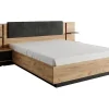 Vente-unique Lit avec chevets 140 x 190 cm - Avec LEDs - Coloris : Naturel et anthracite - ELYNIA