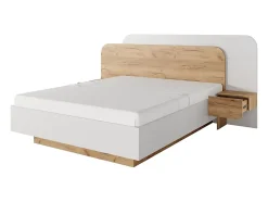 Vente-unique Lit avec chevets 160 x 200 cm - Avec LEDs - Coloris : Naturel et blanc + Sommier + Matelas - DESADO Sale