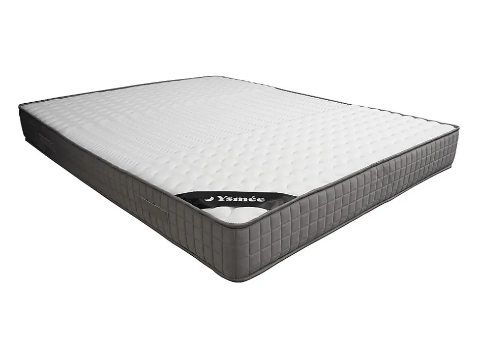 Vente-unique Lit avec chevets 160 x 200 cm - 2 tiroirs - Avec LEDs - Blanc et naturel + Sommier + Matelas - FRANCOLI