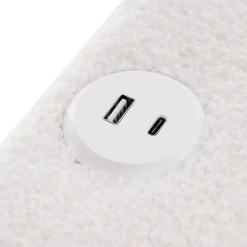 Okwish Lit avec rangement 140x200 cm - Lit double rembourré avec 4 tiroirs et fonction de chargement USB - Sherpa - Sans Matelas - Blanc
