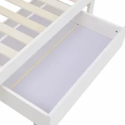 Generique Lit avec rangement 90x200 cm - Lit simple avec tiroirs et tête de lit - Pin massif + MDF - Sans Matelas - Blanc Outlet