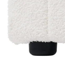 Okwish Lit avec rangement 90x200 cm - Lit simple rembourré avec 2 tiroirs et USB Type-C - Sherpa - Sans Matelas - Blanc