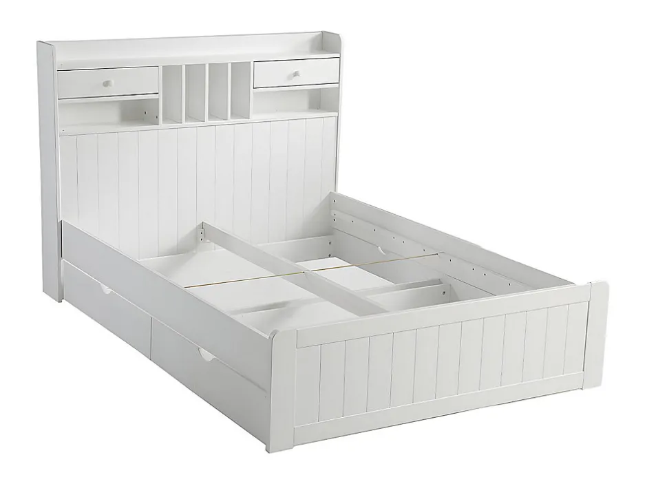 Vente-unique Lit avec rangements 140 x 190 cm - Blanc - MEDERICK