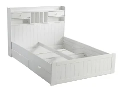 Vente-unique Lit avec rangements 140 x 190 cm - Blanc - MEDERICK