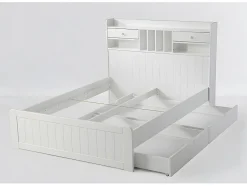 Vente-unique Lit avec rangements 140 x 190 cm - Blanc - MEDERICK