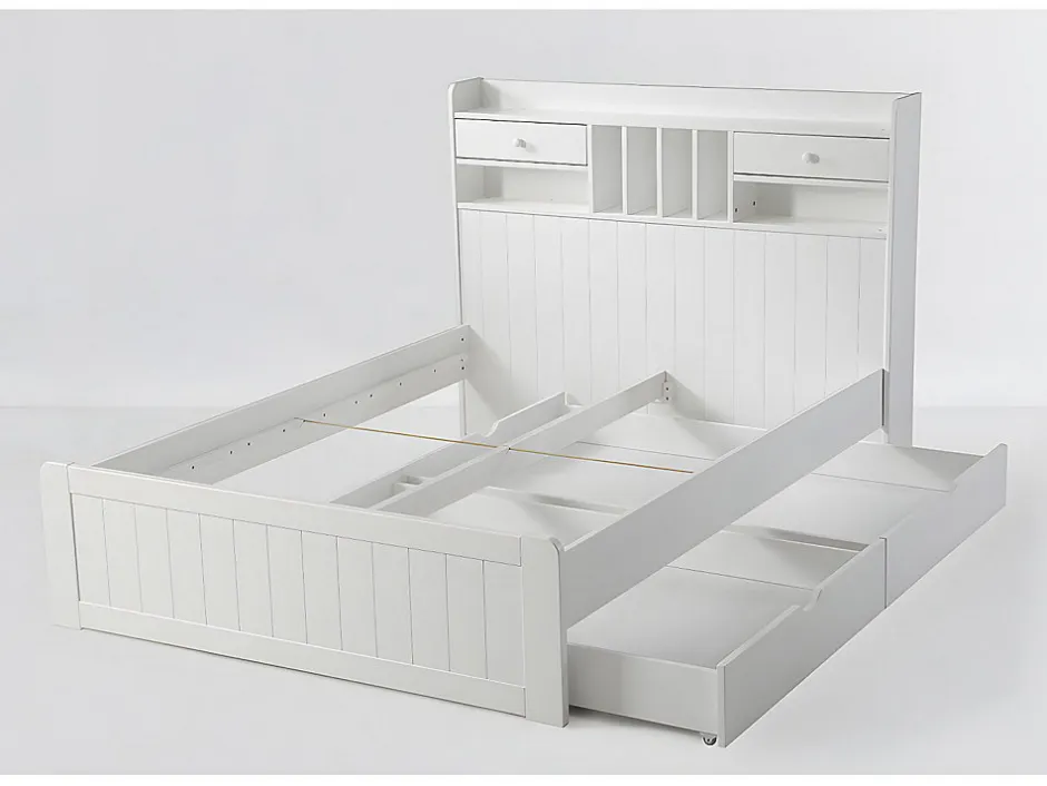 Vente-unique Lit avec rangements 140 x 190 cm - Blanc - MEDERICK
