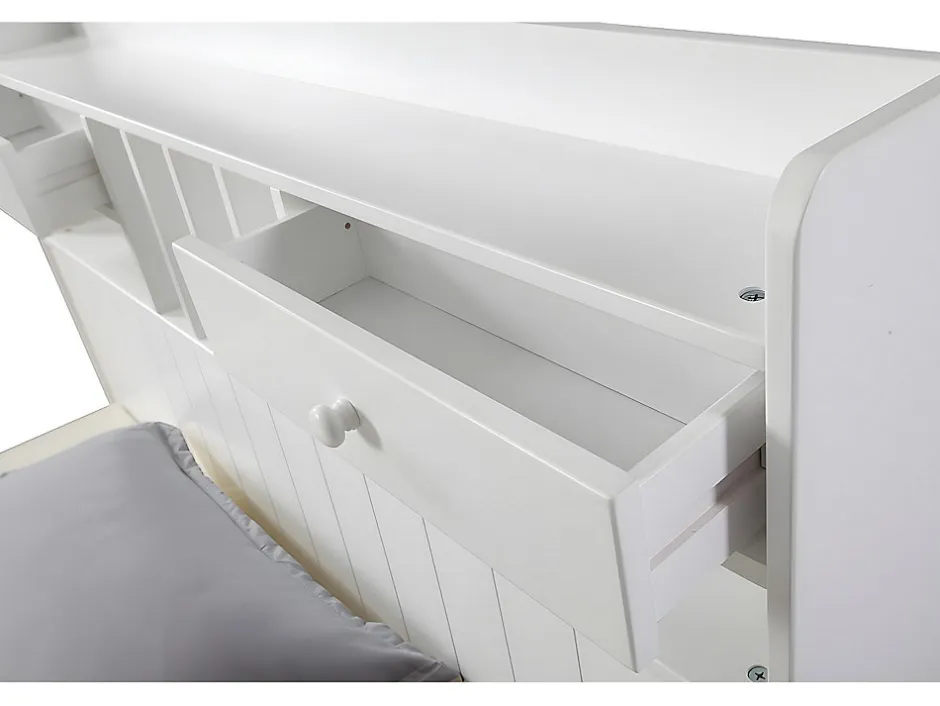 Vente-unique Lit avec rangements 140 x 190 cm - Blanc - MEDERICK