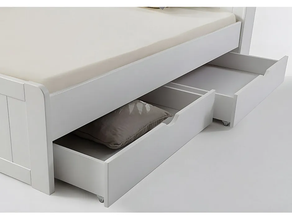 Vente-unique Lit avec rangements 140 x 190 cm - Blanc - MEDERICK