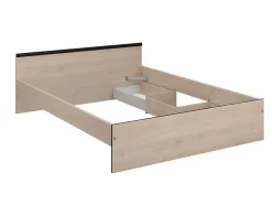 Vente-unique Lit avec rangements 140 x 190 cm - 2 tiroirs et 1 niche - Coloris : Naturel + Sommier - PABLO