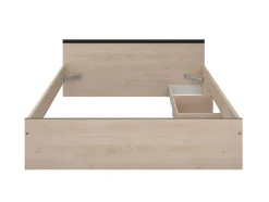 Vente-unique Lit avec rangements 140 x 190 cm - 2 tiroirs et 1 niche - Coloris : Naturel + Sommier - PABLO