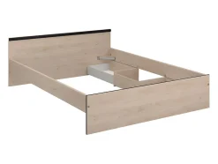 Vente-unique Lit avec rangements 140 x 190 cm - 2 tiroirs et 1 niche - Coloris : Naturel - PABLO Clearance