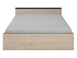 Vente-unique Lit avec rangements 140 x 190 cm - 2 tiroirs et 1 niche - Coloris : Naturel - PABLO Clearance