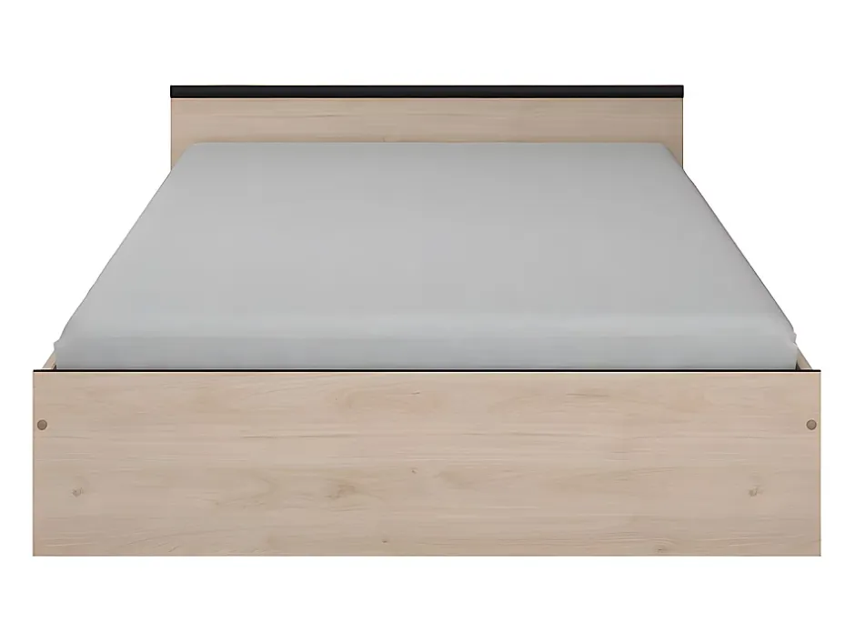 Vente-unique Lit avec rangements 140 x 190 cm - 2 tiroirs et 1 niche - Coloris : Naturel - PABLO Clearance