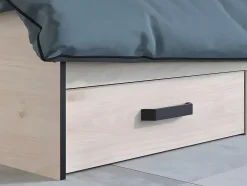 Vente-unique Lit avec rangements 140 x 190 cm - 2 tiroirs et 1 niche - Coloris : Naturel - PABLO Clearance