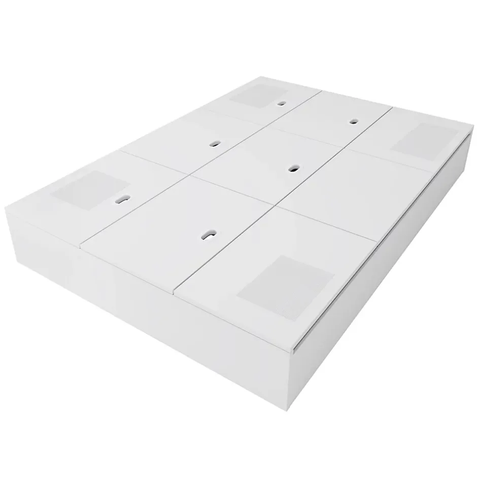 Okwish Lit avec Rangements 140x200 cm - Lit Double avec Tiroirs, Espace sous le Lit - MDF - Blanc - Sans Matelas New