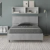 Ityhome Lit avec sommier à lattes 120x190, tête de lit inclinée Demas en béton New