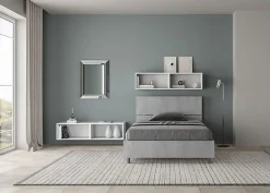 Ityhome Lit avec sommier à lattes 120x190, tête de lit inclinée Demas en béton New