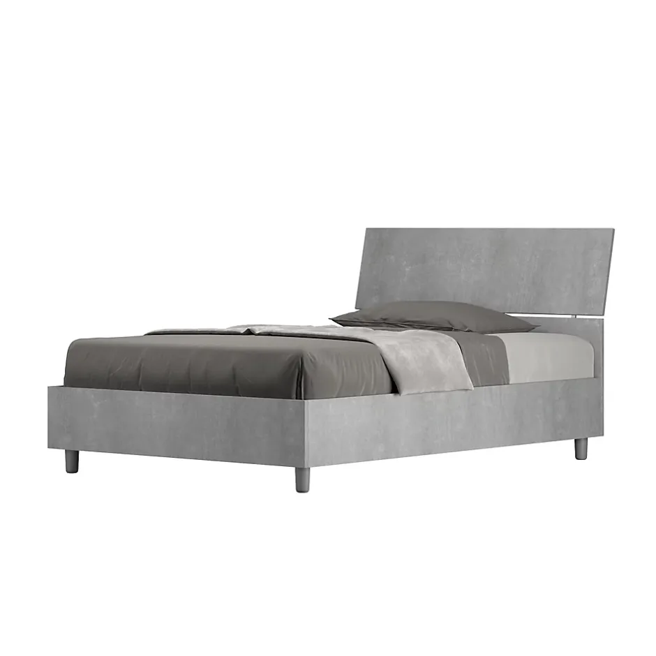 Ityhome Lit avec sommier à lattes 120x190, tête de lit inclinée Demas en béton New