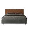 Ityhome Lit avec sommier rembourré 160x200 tissu Era 04 orange Arla