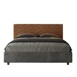 Ityhome Lit avec sommier rembourré 160x200 tissu Era 04 orange Arla