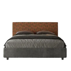 Ityhome Lit avec sommier rembourré 160x200 tissu Era 04 orange Arla