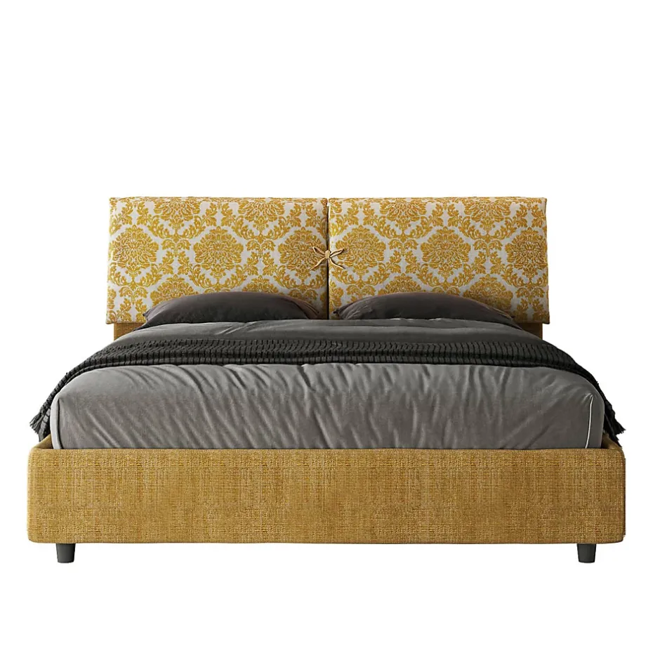 Ityhome Lit avec sommier rembourré 160x210 en tissu Agata 3 jaune Mados Sale
