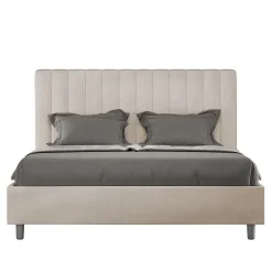 Ityhome Lit avec sommier rembourré 160x200 Agueda sable microfibre