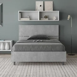 Ityhome Lit avec sommier 120x190, tête de lit droite en béton Demas