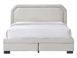 Vente-unique Lit avec tiroirs 180 x 200 cm - Tissu - Beige + Matelas - INASTO