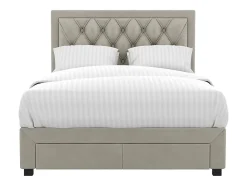 Vente-unique Lit avec tiroirs 180 x 200 cm - Tissu velours - Beige - LEOPOLD Outlet
