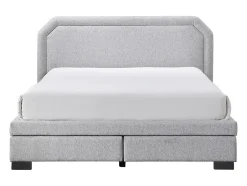 Vente-unique Lit avec tiroirs 140 x 190 cm - Tissu - Gris clair + Matelas - INASTO